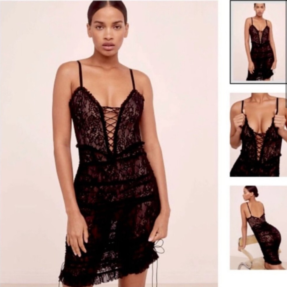 For Love And Lemons for Victoria's Secret Gracie Lace Slip Dress in Black